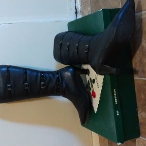 Leather mini heel boots